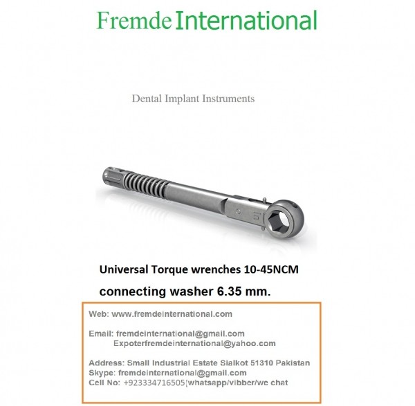 Dental Implant Universal Torque Wrench 10-45NCM  Connecting Washer 6.35mm and 4.0mm border=