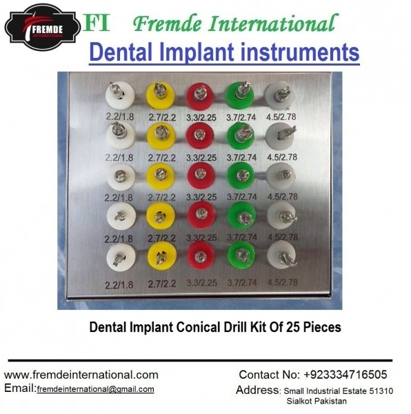 Conical Dental implant drill set border=