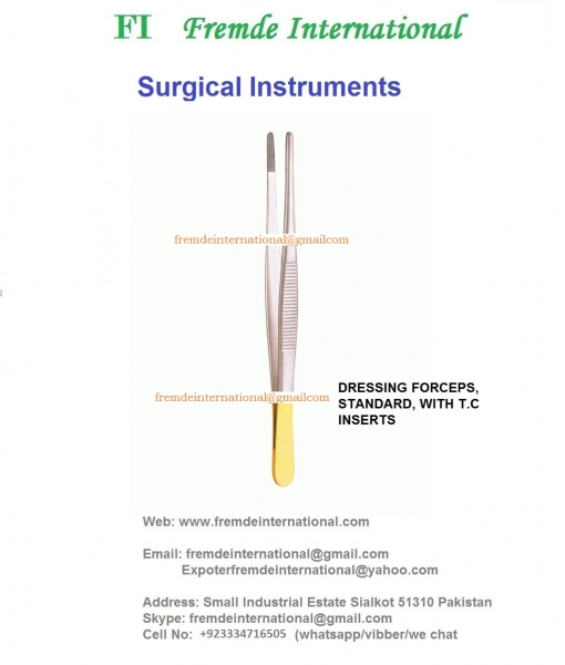 DRESSING FORCEPS, STANDARD, WITH T.C INSERTS border=